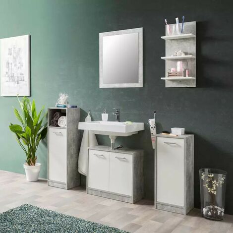 Komplettes Badezimmer-Set Farbe beton und weiß - Madeira