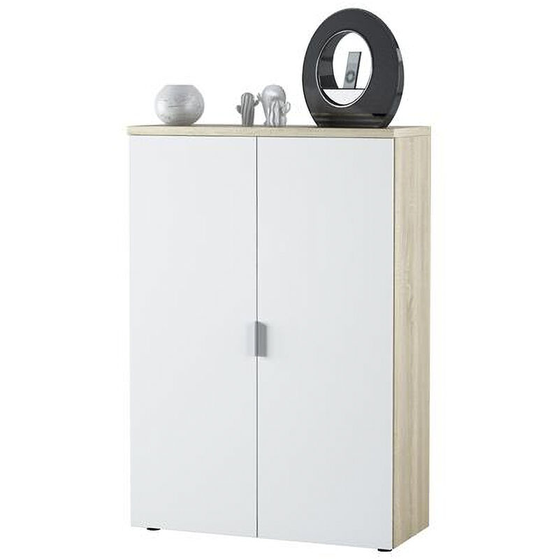 Dmora - Armoire polyvalent Charleston, Armoire à balais avec 2 portes,  Étagère à chaussures avec étagères, Placard à balai, 73x37h180 cm, Blanc :  : Cuisine et Maison