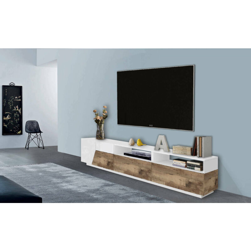 Meuble TV Suspendu Meuble TV avec éclairage LED Meuble TV Flottant Fixé au  Mur Divertissement Media Console Salon Centre Gris - Cdiscount Maison