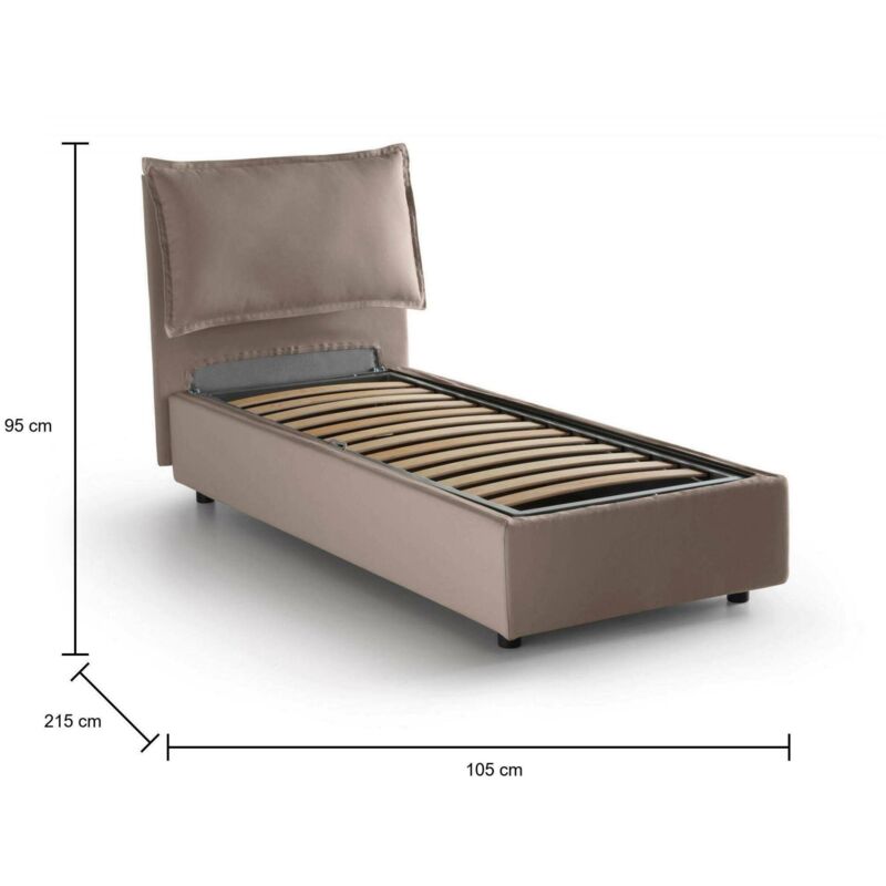 Dmora - Lit Simple Dbae, Lit Conteneur Avec Revêtement En Cuir écologique, 100% Made In Italy, Ouverture Frontale, Convient Pour Matelas Cm 90x190, Blanc