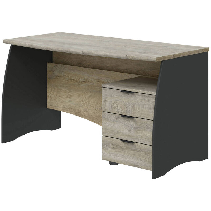 Alter - Bureau linéaire avec tiroir, Table de travail pour chambre ou bureau,  Bureau moderne pour support PC, Cm 81,5x40h77, Couleur chêne avec effet  nœuds et Blanc - Bureaux - Rue du Commerce