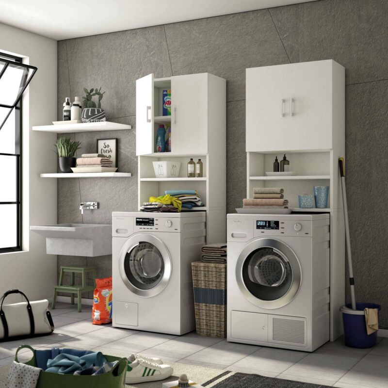 Armoire Murale Detroit Dmora – 2 Portes, 2 Étagères – Blanc – 60x27x60 Cm