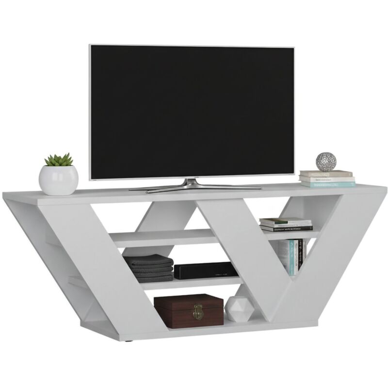 Meuble TV Ulisse 3 Portes – Buffet Bas Design Blanc Brillant – 240 Cm De Long – Idéal Pour Salon Moderne