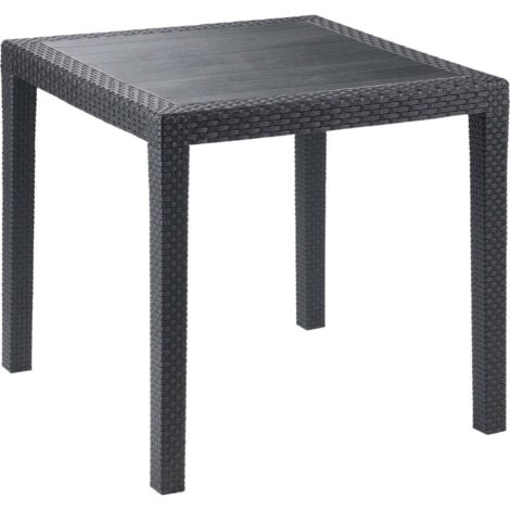 Dmora Table d'extérieur Agrigento, Table de jardin carrée, Table basse fixe effet rotin, 100% Made in Italy, Cm 80x80h72, Anthracite