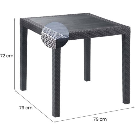 Dmora Table d'extérieur Agrigento, Table de jardin carrée, Table basse fixe effet rotin, 100% Made in Italy, Cm 80x80h72, Anthracite