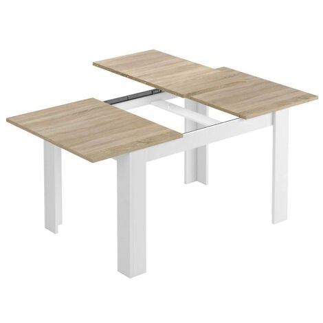 Dmora Table à rallonge Midland, Table de salle à manger extensible, Table à manger extensible avec rallonge, cm 140/190x90h78, Chêne et Blanc, avec emballage renforcé