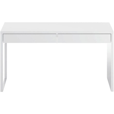 Dmora Table console Billings, Bureau avec plateau extensible, Bureau PC  avec 2 tiroirs, cm 99x36h88, Blanc, avec emballage renforcé