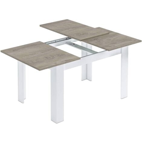 Dmora Table extensible Midland, Table de salle à manger extensible, Table à manger extensible avec rallonge, cm 140/190x90h78, Chêne gris et blanc, avec emballage renforcé
