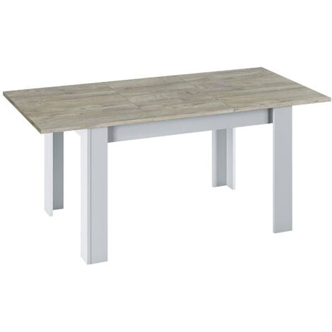 Dmora Table extensible Midland, Table de salle à manger extensible, Table à manger extensible avec rallonge, cm 140/190x90h78, Chêne gris et blanc, avec emballage renforcé