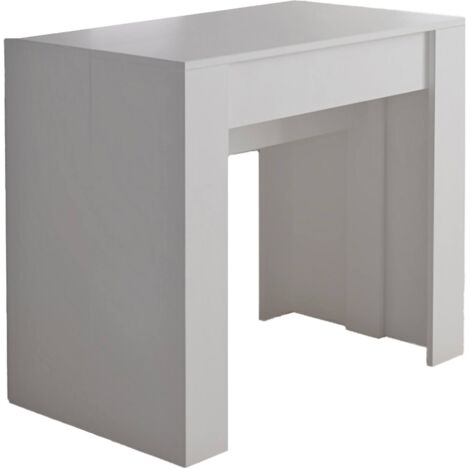 Dmora – Table à manger extensible blanche 10 places – Dimensions 90 x 51 x 77 cm – Longueur maximale 237 cm avec 4 rallonges – Panneaux de particules durables (1/5)
