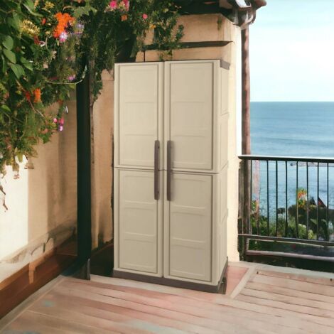 Dmora – Armoire de jardin en polypropylène 70x39h165 cm – 2 portes, 3 étagères – Résistante aux intempéries et aux UV – 100% recyclable (1/5)