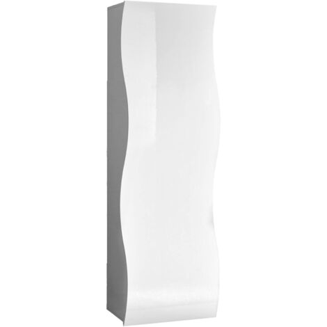 Dmora Armoire polyvalente aux lignes ondulées, Made in Italy, Mobilier moderne, Étagère à chaussures avec 1 porte et 1 étagère, 63x40h187 cm, couleur blanc brillant, avec emballage renforcé