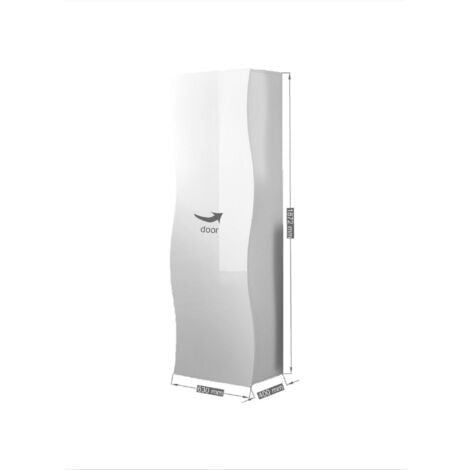 Dmora Armoire polyvalente aux lignes ondulées, Made in Italy, Mobilier moderne, Étagère à chaussures avec 1 porte et 1 étagère, 63x40h187 cm, couleur blanc brillant, avec emballage renforcé