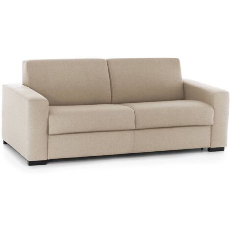 Talamo Italia Canapé Alena, Canapé 2 places, 100% Made in Italy, Canapé de salon à ouverture pivotante, en tissu matelassé, avec accoudoirs fins, Cm 160x95h90, Beige, avec emballage renforcé (1/5)