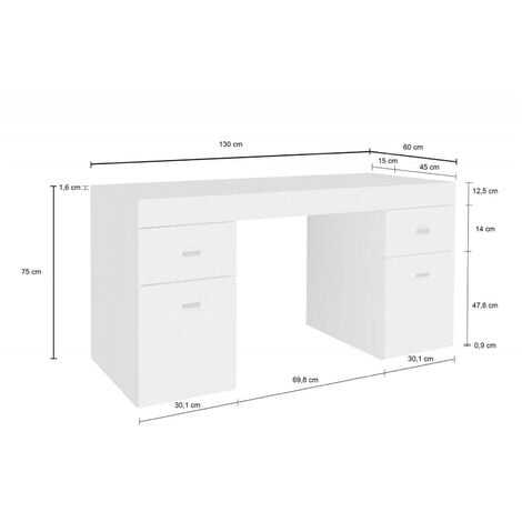 Bureau avec tiroirs et plateau de rangement, made in italy, table