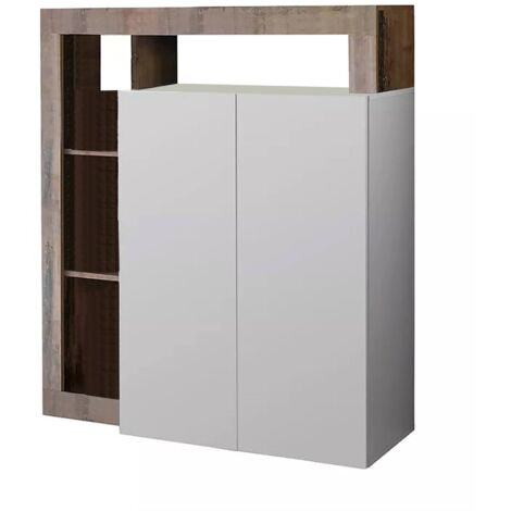 Dmora Buffet design moderne avec 2 portes et étagères, Meuble de rangement, Buffet de cuisine, Buffet Made in Italy, 108x42h127 cm, Couleur Blanc et Poire, avec emballage renforcé (1/5)