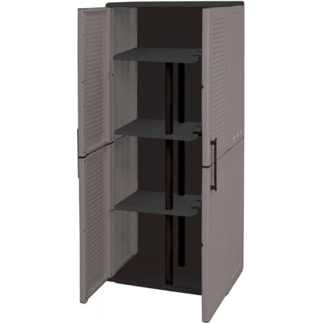 Armoire D'Extérieur Balcon 68x37x163cm | Made In Italy - Gris Et Noir