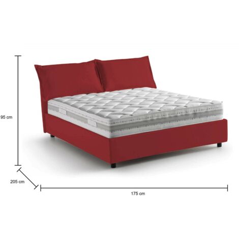 Lit Double Latona, Lit Coffre Avec Revêtement En Simili Cuir, 100% Made