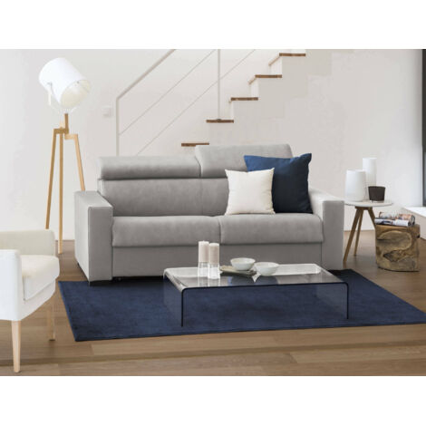 Talamo Italia Canapé Aida, Grand Canapé 2 places, 100% Made in Italy, Canapé de salon à ouverture pivotante, avec appuis-tête réglables et accoudoirs fins, Cm 180x95h85, Gris, avec emballage renforcé (1/5)