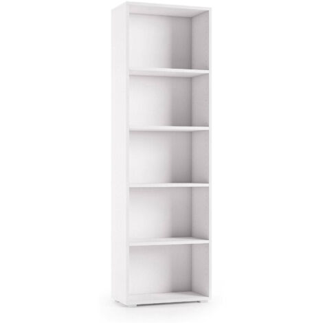 Dmora Bibliothèque Girasole, Bibliothèque avec 4 étagères réglables, Étagère à livres, Unité murale avec étagères, 100% Made in Italy, Cm 60x30h195, Blanc, avec emballage renforcé
