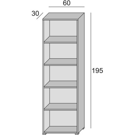 Dmora Bibliothèque Girasole, Bibliothèque avec 4 étagères réglables, Étagère à livres, Unité murale avec étagères, 100% Made in Italy, Cm 60x30h195, Blanc, avec emballage renforcé