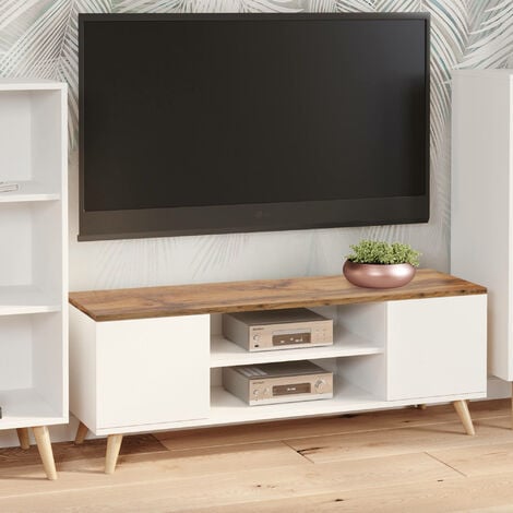 Meuble de salon meuble TV moderne avec étagères, Buffet bas avec