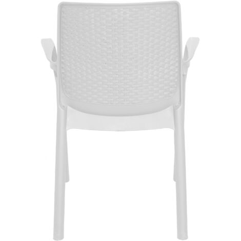 Dmora Chaise d’extérieur Viterbo, Chaise de jardin, Chaise pour table à manger, Fauteuil d'extérieur effet rotin, 100% Made in Italy, Ensemble de 4, Cm 54x60h82, Blanc, avec emballage renforcé