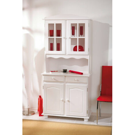 Dmora Buffet avec deux portes et deux tiroirs, couleur blanche, 88 x 198 x 32 cm, avec emballage renforcé (1/5)