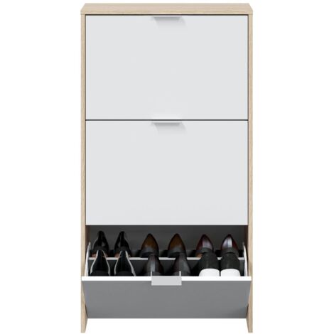 Demeyere Armoire à Chaussures Avec Miroir - Zapatero - Chêne - 12 Rangements