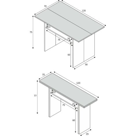 Dmora - Table extensible Newark, Table à manger pliante avec ouverture