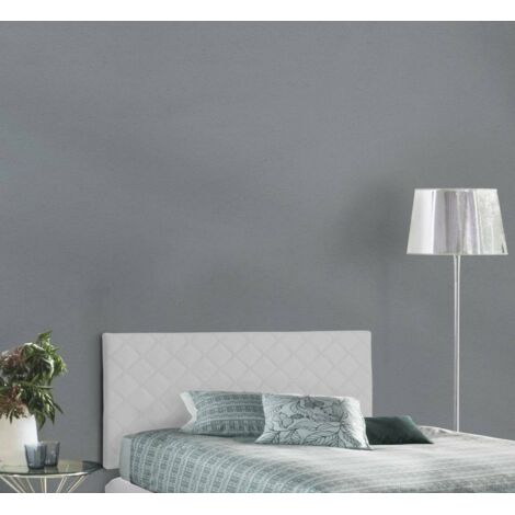 Talamo Italia Tête de lit Cleo, Tête de lit en simili cuir au mur, 100% Made in Italy, convient pour un lit queen size, Cm 130x60, Blanc, avec emballage renforcé (1/2)
