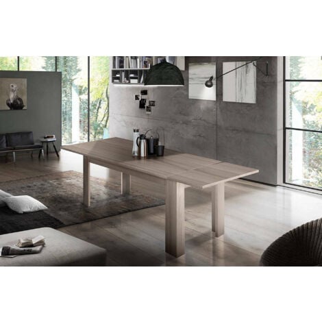 Dmora Table de salle à manger extensible, Made in Italy, Table moderne avec rallonges, Console extensible, 160 / 210x90h75 cm, couleur orme perlé, avec emballage renforcé