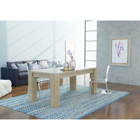 Dmora Table de salle à manger extensible, Made in Italy, Table moderne avec rallonges, Console extensible, 160 / 210x90h75 cm, couleur orme perlé, avec emballage renforcé