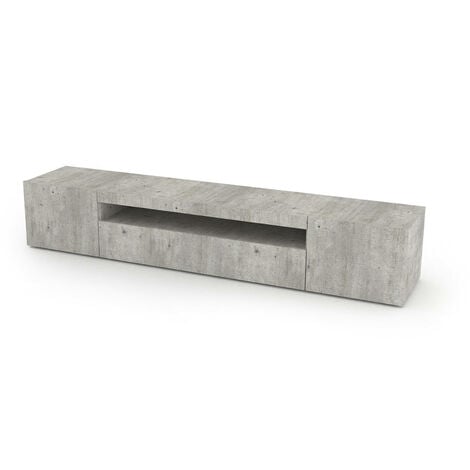 Dmora Meuble TV de salon, Made in Italy, Meuble TV avec 3 portes et étagères, cm 200x40h37, Couleur ciment, avec emballage renforcé