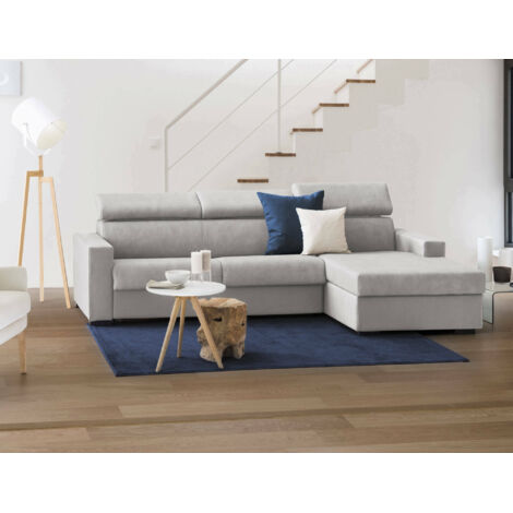 Talamo Italia Canapé fixe Mikaela, Canapé d'angle, 100% Made in Italy, Canapé de salon avec méridienne, en tissu matelassé - Péninsule de conteneur droite, avec accoudoirs fins, Cm 280x95h85, Gris, av (1/5)