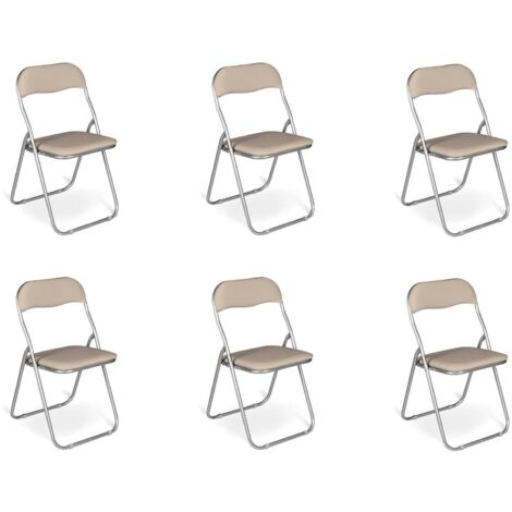 Dmora – Ensemble de 6 chaises pliantes en PVC – Structure métal peint – Assise rembourrée en cuir écologique – Dimensions 47 x 47 x 78 cm (1/5)