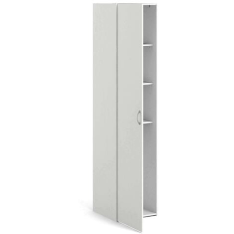 Dmora Armoire à une porte avec trois étagères internes, couleur blanche, Dimensions 39 x 175 x 41 cm, avec emballage renforcé