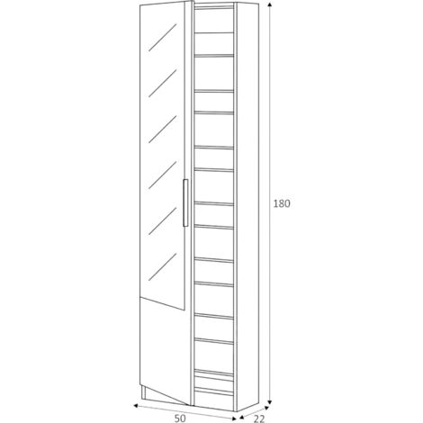 Dmora Étagère à Chaussures Washington 5 Portes Pliantes - Meuble Entrée Haut 70x17x180 Cm Blanc Brillant