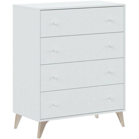 Dmora Meuble à tiroirs Denver, Commode avec 4 tiroirs, Commode pour chambre, Commode moderne, cm 78x40h95, Blanc, avec emballage renforcé (1/5)