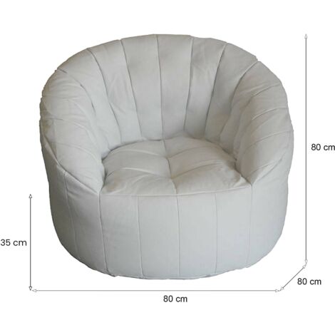 Dmora Fauteuil rond rembourré, couleur blanche, Dimensions 80 x 80 x 80 ...