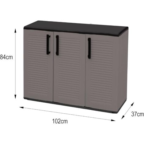 Dmora Armoire polyvalente extérieure ou intérieure, plateau mobile 3 portes et 1 étagère de polypropylène, 100% Made in Italy, 102x37h84 cm, couleur grise, avec emballage renforcé