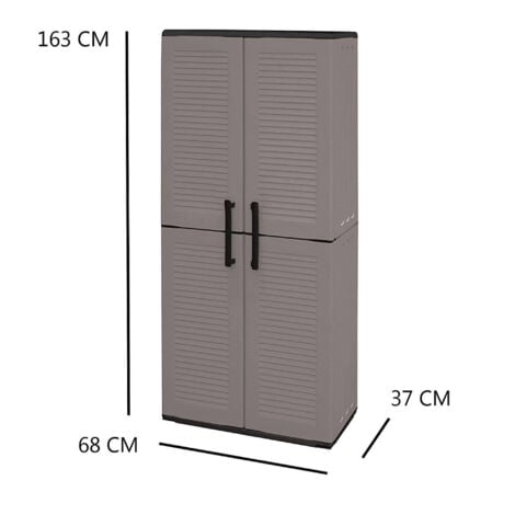 Dmora Armoire polyvalente extérieure ou intérieure, mobile 2 portes et 3 niveaux de polypropylène ajustables, 100% Made in Italy, 68x37h163 cm, couleur grise, avec emballage renforcé