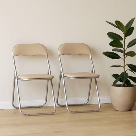 Dmora Ensemble de deux chaises pliantes, couleur beige, Mesures 43 x 47 x 78 cm, avec emballage renforcé (1/5)