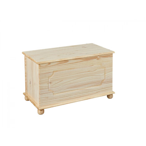 Dmora Banc conteneur, en pin massif coloris naturel, 89x47x53 cm, avec emballage renforcé (1/5)