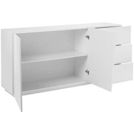 Dmora - Placard Dfogli, Buffet de cuisine avec 2 portes et 3 tiroirs, Buffet de salon, 100% Made in Italy, cm 180x43h86, Ardoise