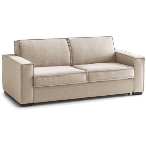 Dmora - Canapé Dmarull, Canapé 2 places, 100% Made in Italy, Canapé de salon à ouverture pivotante, en tissu matelassé, avec accoudoirs fins, Cm 160x95h90, Beige (1/5)