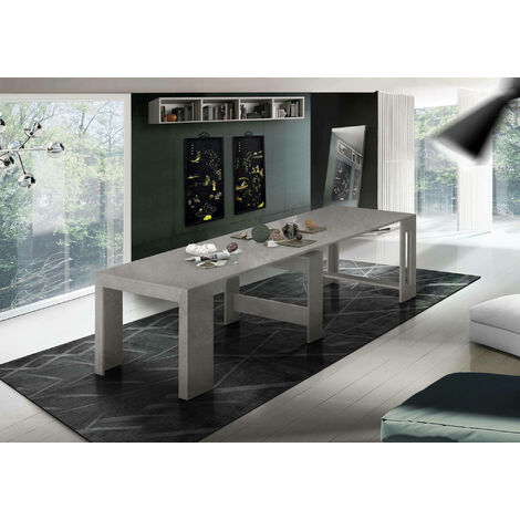 Dmora - Table extensible Dmanuel, Console extensible auxiliaire  multiposition, Table à manger pliante avec plateau rabattable, 110x33 /
