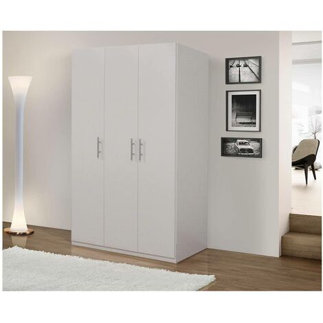 Dmora Armoire à 2 portes battantes, blanc mat, avec tringle à vêtements, Dimensions 91 x 202 x 53 cm