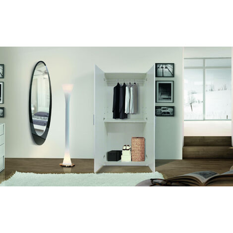 Dmora Armoire à 2 portes battantes, blanc mat, avec tringle à vêtements, Dimensions 91 x 202 x 53 cm