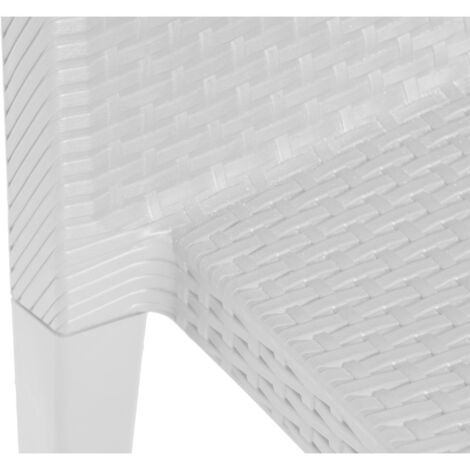 Chaise D'extérieur Dmora Como - Effet Rotin, Plastique Résistant, Made In Italy, Blanc